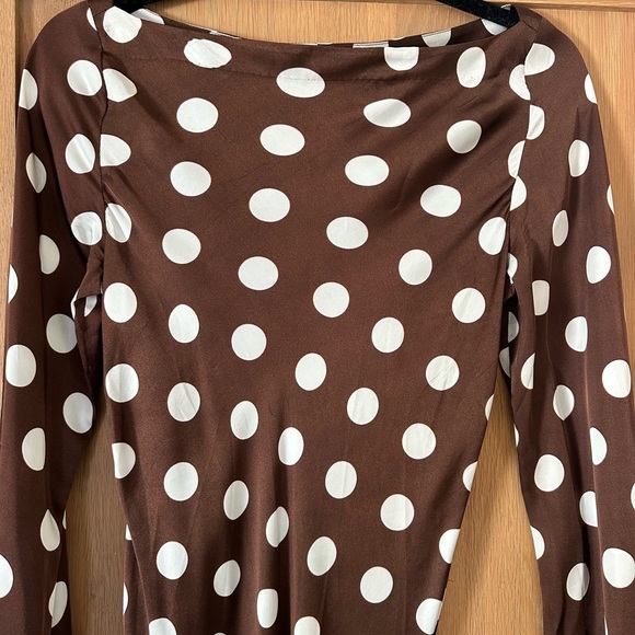 HEMANT & NANDITA Brown and White Polka Dot Dress size Small - Picture 13 of 16